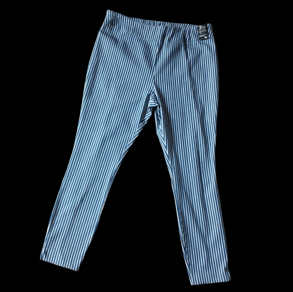New York & Company Pull on Stretch Pinstriped Denim Pants